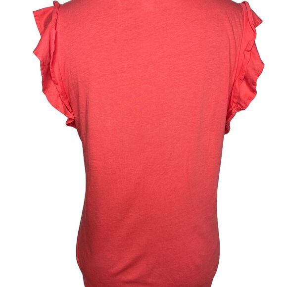 Michael Kors Ruffle Sleeve Top Color Sangria Size M - Picture 2 of 13